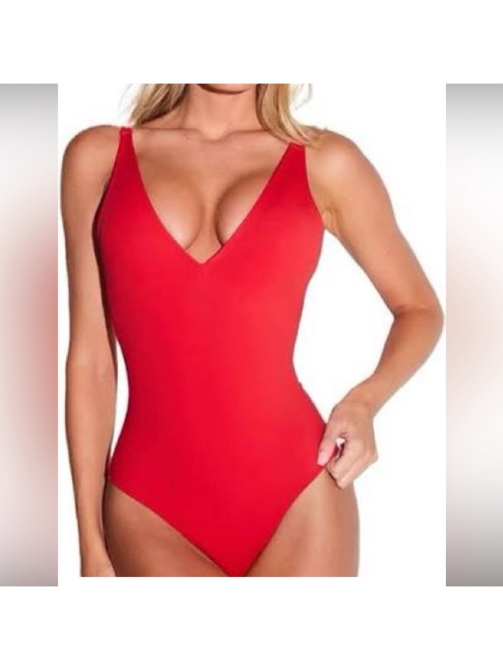 Ta3 Plungey XS regular/long Women’s Red V-Neck One-Piece Swimsuit